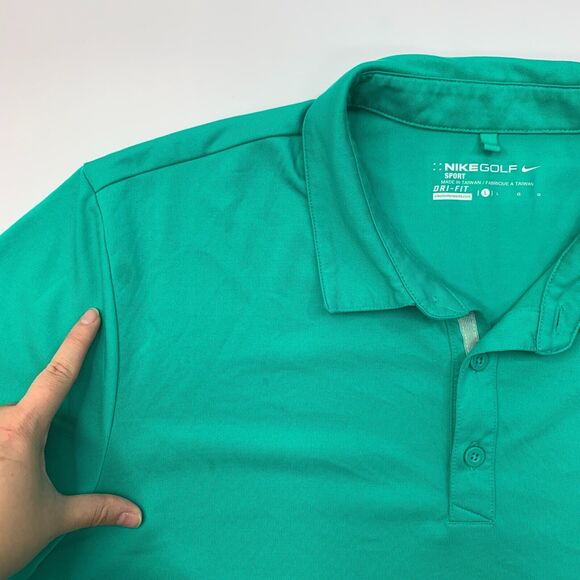 Nike Golf Shirt Men L Large Fern Green Performance Sport DriFit Performance Polo - Picture 4 of 14